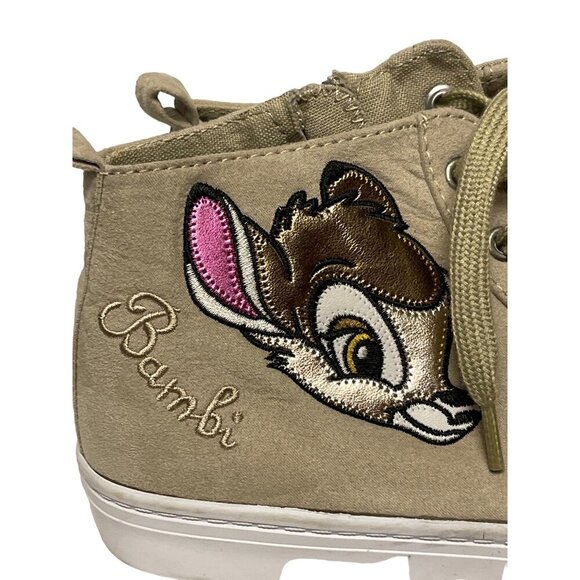 Gap X Disney Bambi Sneakers Gold Side Zip Tie High Shoes Canvas Size 5 - Picture 3 of 9